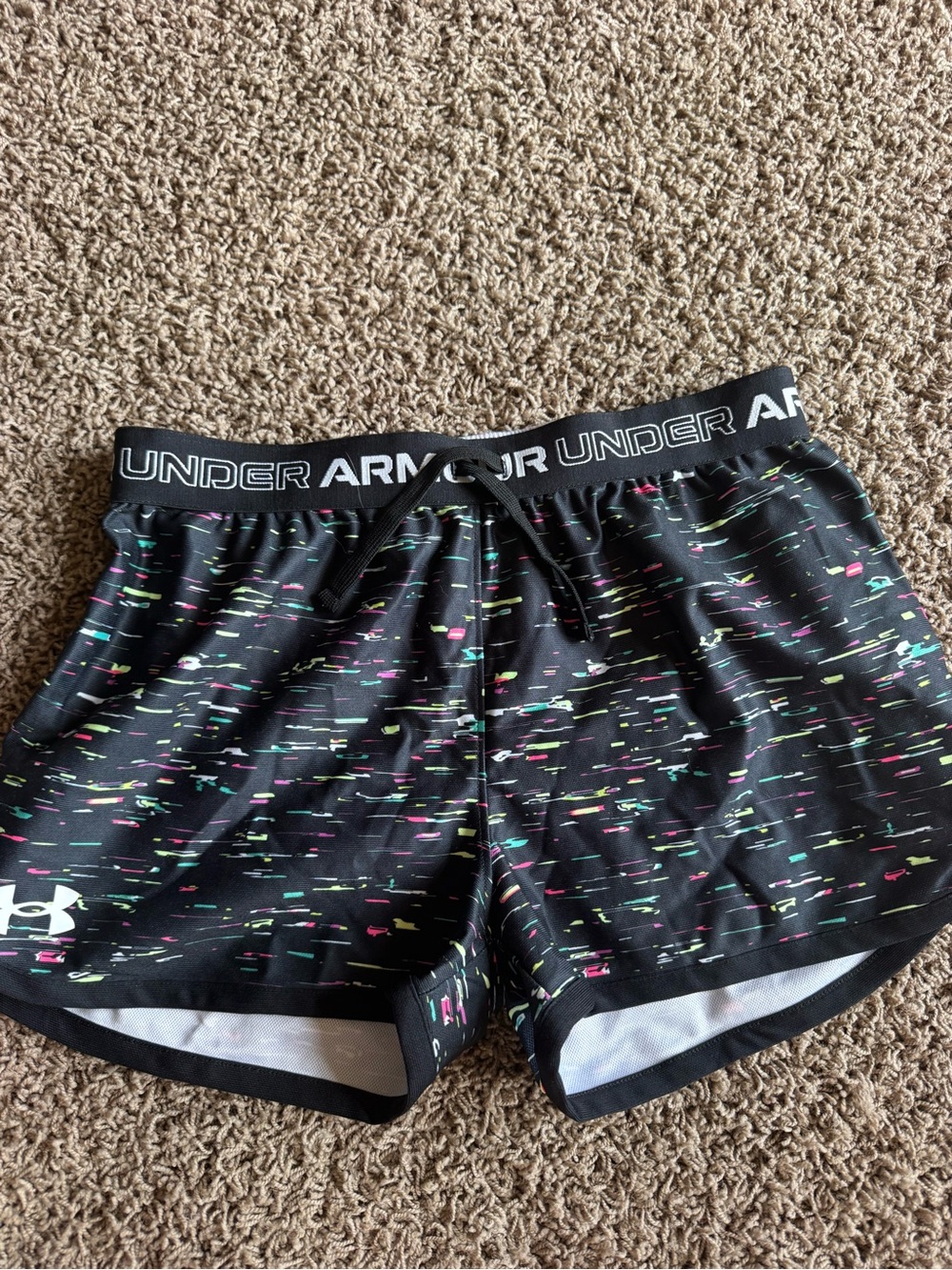 Under Armour Black Multi-Color girls youth Athletic Shorts (2 pair)